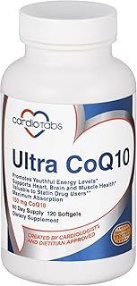 Ultra CoQ10 Coenzyme Supplement for Cardio Health, 150 mg of CoQ10 - Ubiquinone - Per 2 Softgels w/Safflower Oil & Tocopherols, 6X Better Absorption for Brain & Muscle Health, 120 Softgels