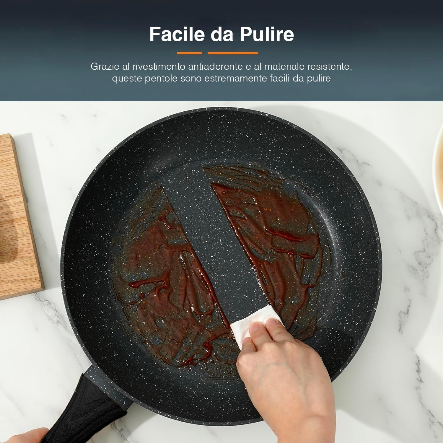 Avilia Set 18 Pezzi di Pentole Antiaderenti in Alluminio Forgiato con Rivestimenti in Ruvido Marmo - Adatti ad Ogni Piano Cottura, incluso Induzione - Batteria di Pentole 18pz con Manici in Bachelite