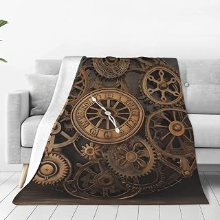 Steampunk Gears Clock Throw Blanket Ultra Soft Warm Flannel Blankets Lightweight All Season Bed Blanket 40"X30" for Home Sofa Couch Chair Outdoor Travel Camping