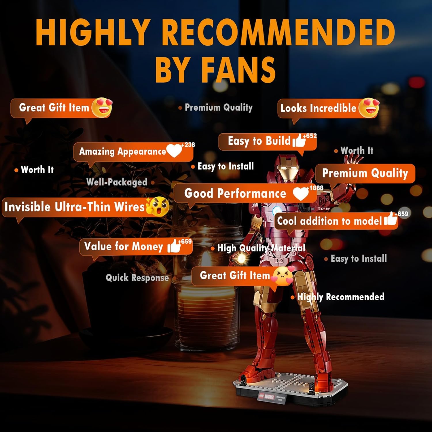 Vaodest Light Kit Compatible with Lego Super Heroes Marvel Iron Man Mark 3 Collectors' Edition 76344 Original LED Lighting Kits Lights Only, Model Not Included for Display, Gifts & Collectors