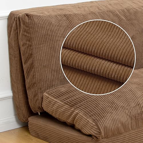 Miniatura 5 de N&V Sofá de espuma media, Colchón plegable, gris puerto, funda de pana, lavable a máquina, número de patente US D1,018,079 S