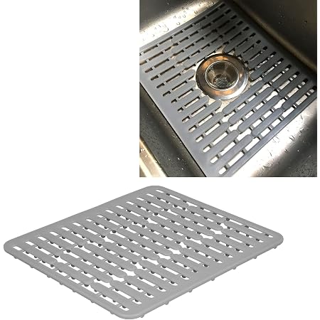 Qulable Lot De 2 Tapis D'évier Réglables - Protection PVC Motif Pois - Anti-rayure Et Drainage Rapide (30x40 Cm)