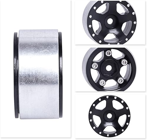 Miniatura 7 de Ruedas Micro 1.0 Beadlock con tuercas de seguridad para actualizaciones mecanizadas CNC de aluminio SCX24 124 (paquete de 4) (tipo 1)