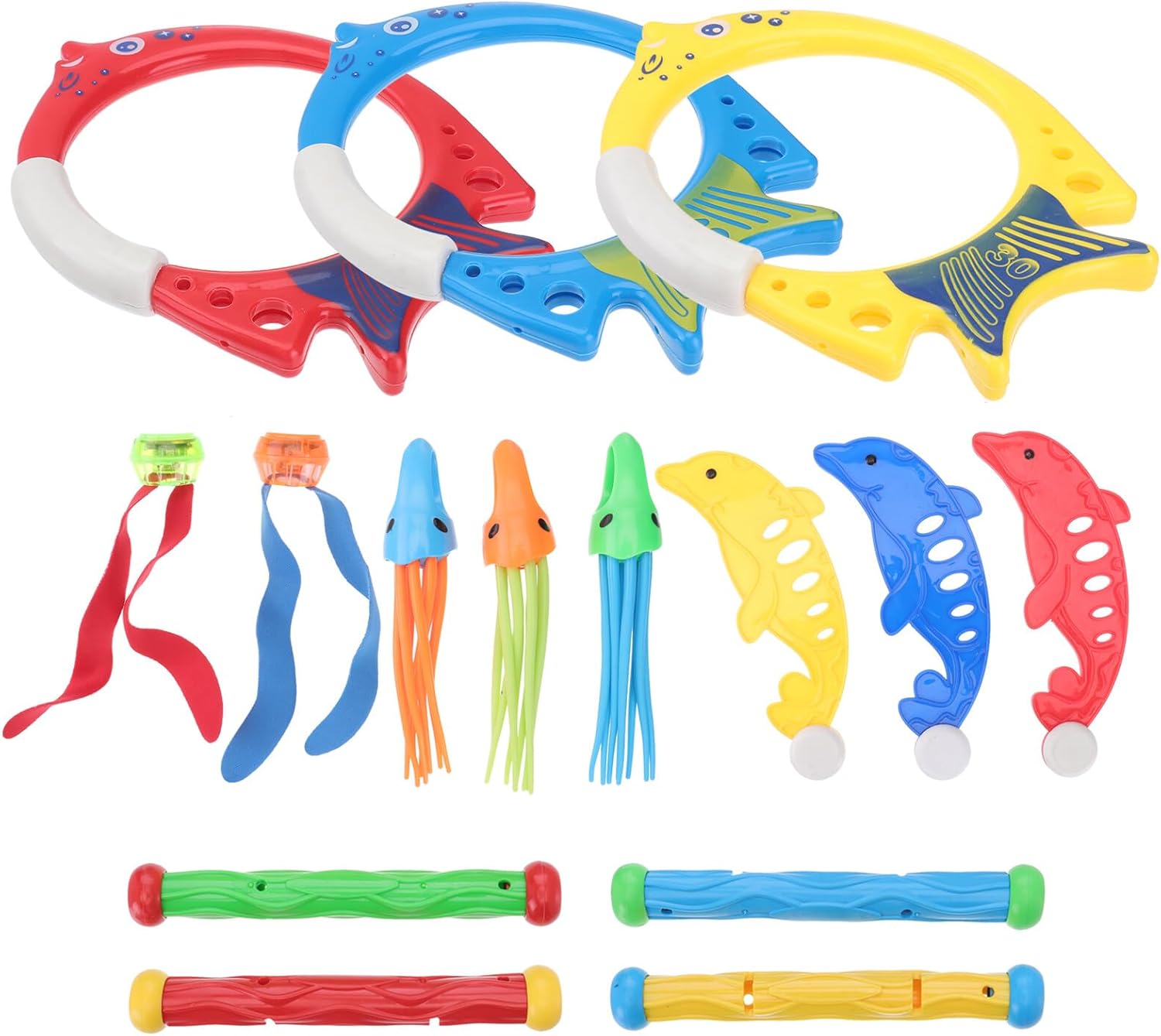 Beaupretty 17pcs Diving for Swimming Pool Weighted Underwater Dive Rings Sticks Seaweed Jellyfish Figures Sinking Summer Water for Boys and Swimming Learners Random Color