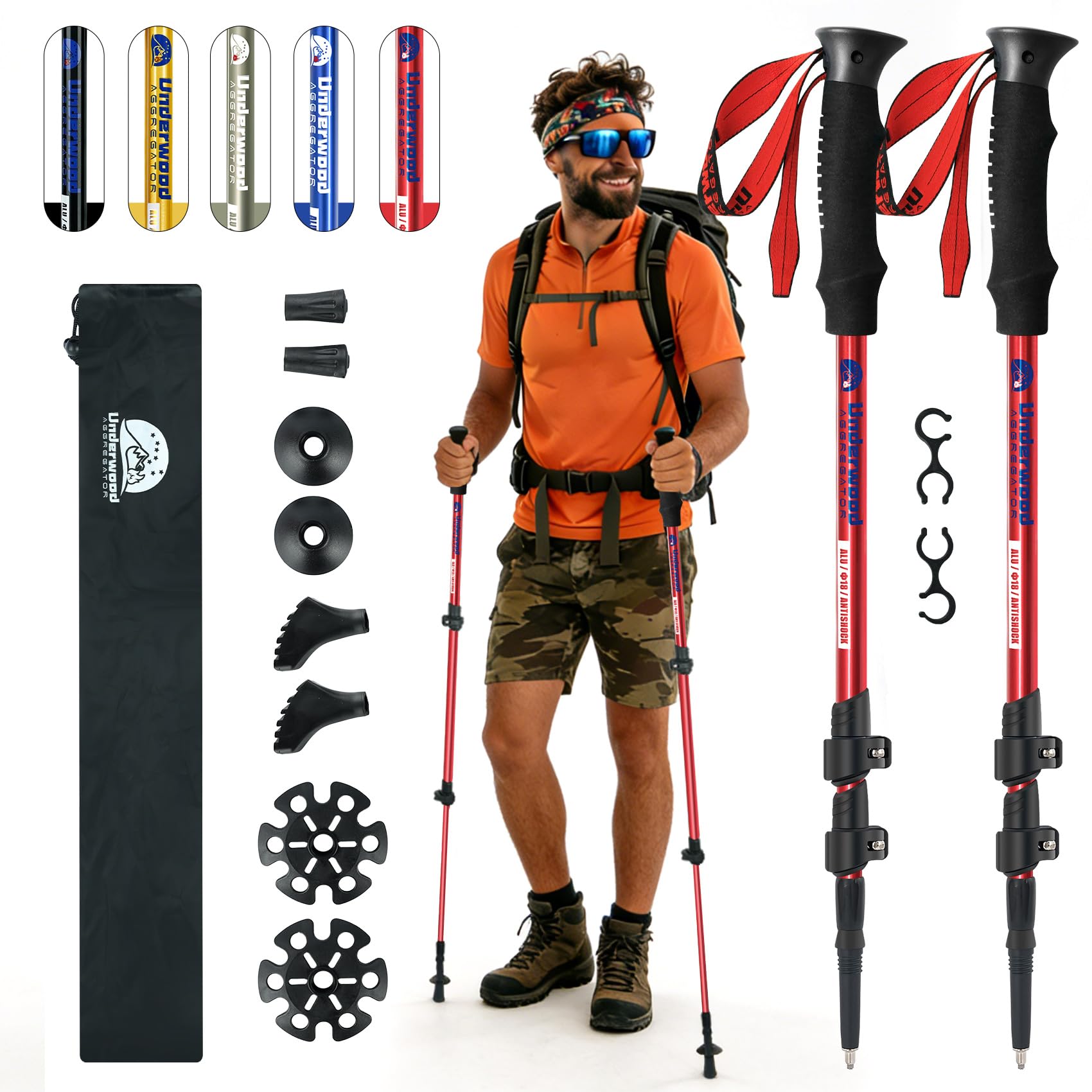 Telescopic Walking Sticks for Men and Women,2 Pack Adjustable Hiking Poles