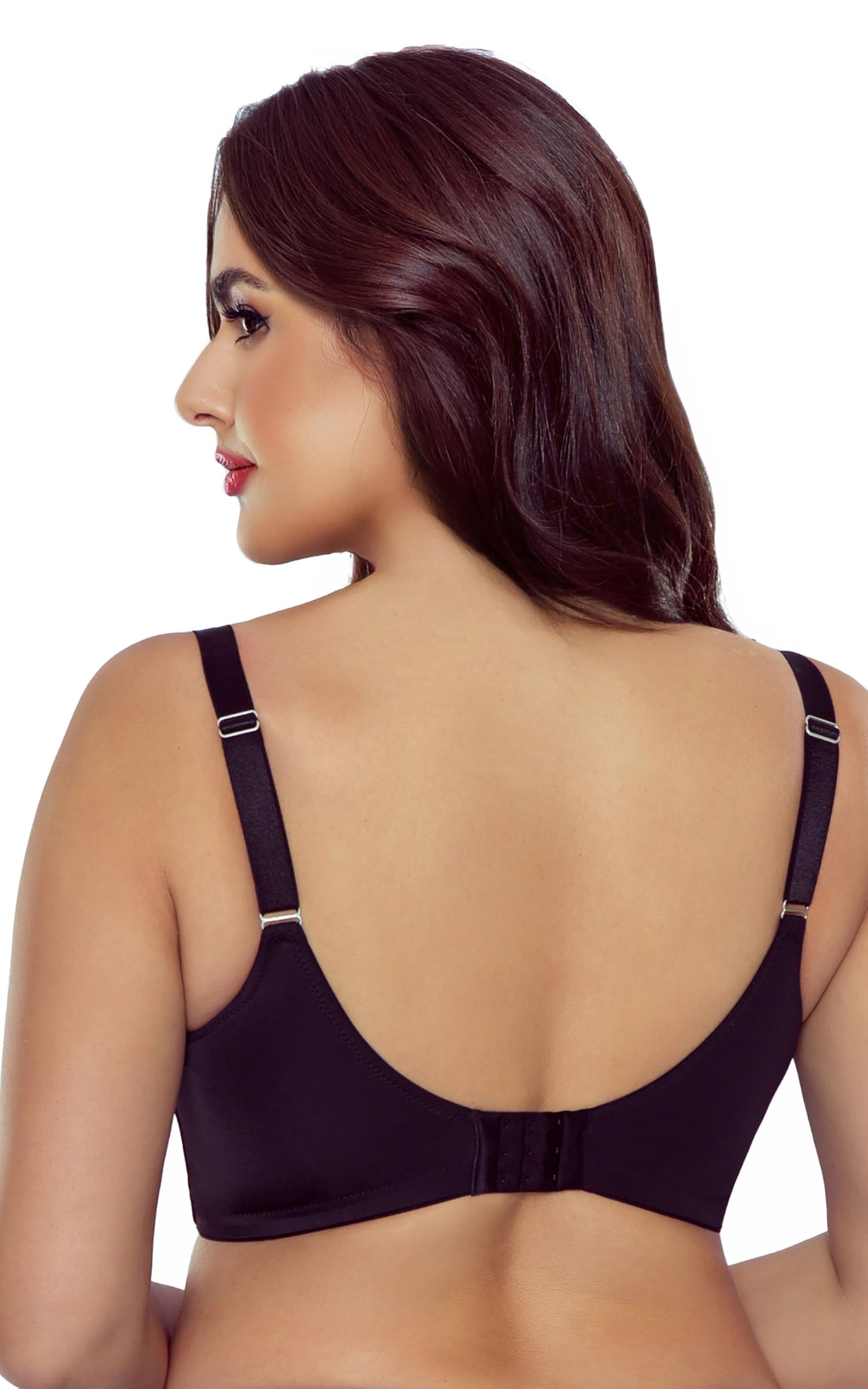 VIVISENCE Soutien-Gorge Non-Rembourré Femme avec Bonnets Souples en Tricot Stable Baleines Verticales Bretelles Larges Réglables Dos en Tricot Lisse Fermeture Agrafes 3 Positions 1076