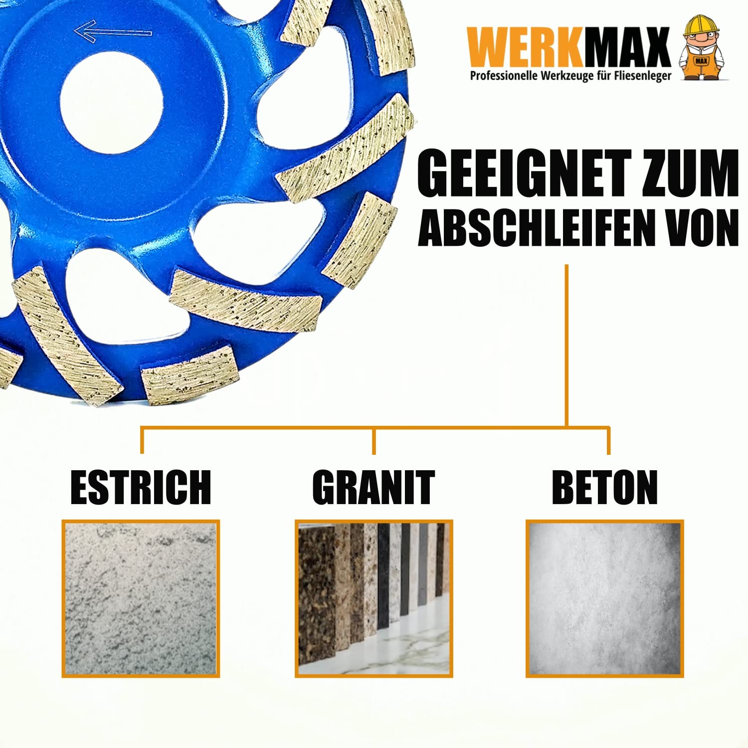 WERKMAX 100535 Capucha de extracción para el molinillo de ángulo y la taza de diamante premium, diámetro de la rueda 125 mm