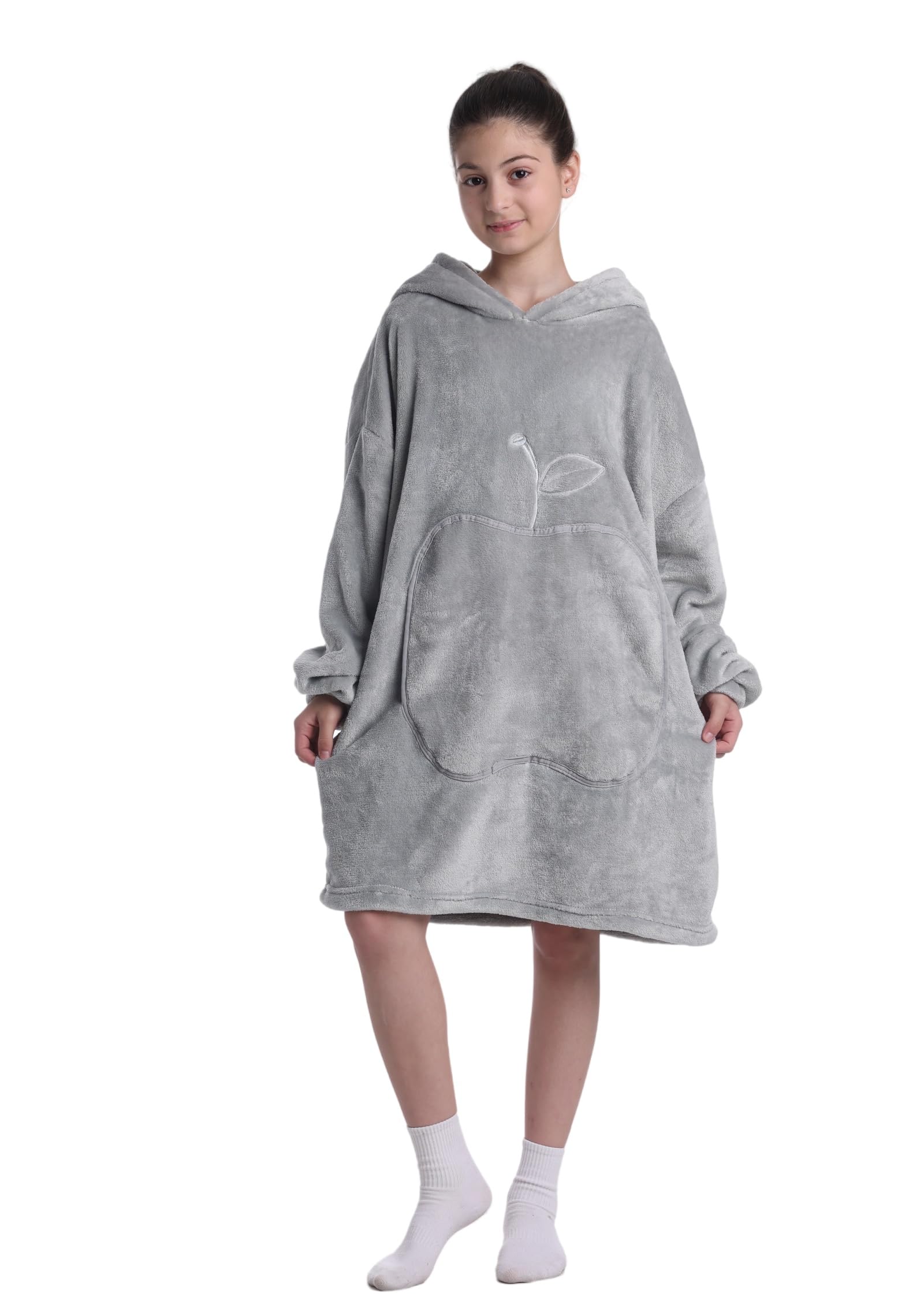 Shamdon Home Collection Kids Extra Long Oversized Blanket Hoodie,220GSM Flame Retardant Sherpa Fleece Hoodie Blanket,Kangaroo Pocket Hooded Wearable Blanket,One Size fit 5-15 Years Girls & Boys — image 1
