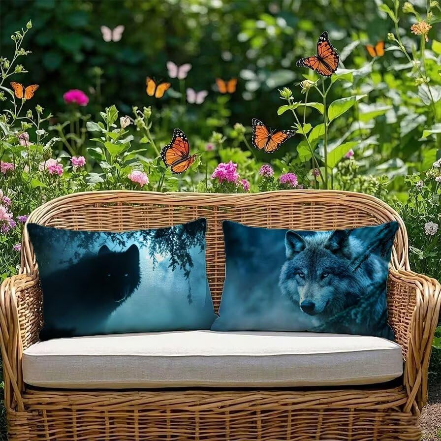 Housse coussin loup 75x50 étanche avec fermeture éclair cachée - 5