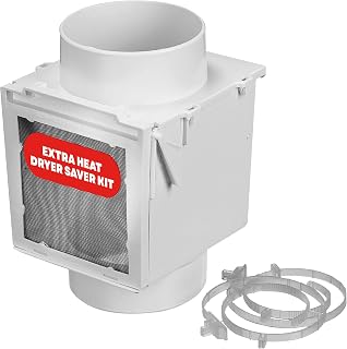 Deflecto Extra Heat Dryer Saver – Compatible with 4 inch Transition Ducts | Includes 2 Durable 4 inch Plastic Clamps | Moisture Control, Saves Energy and Reduces Heating Costs Efficiently - White