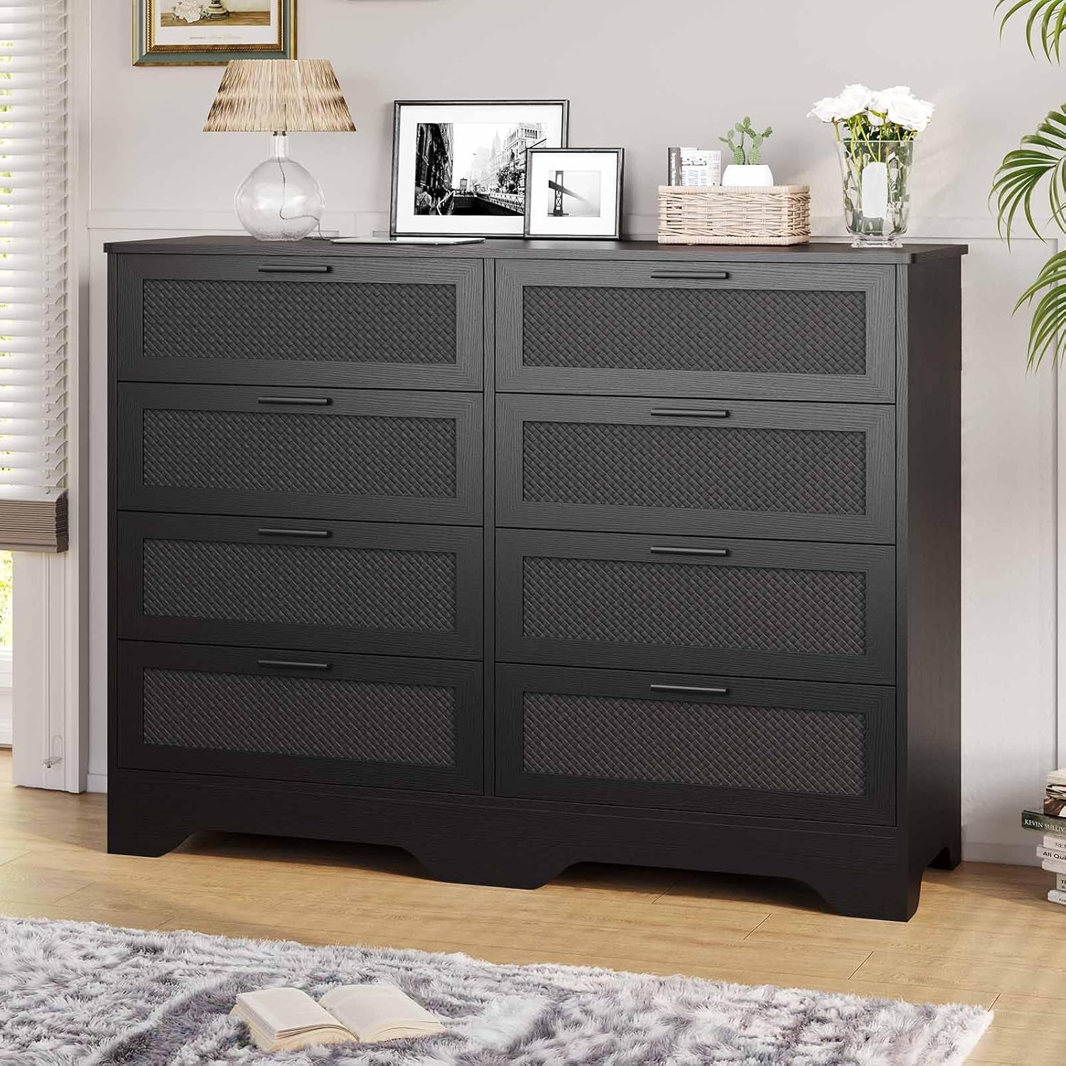 DICTAC 8 Drawer Dresser for Bedroom, Wood Chest of Drawers