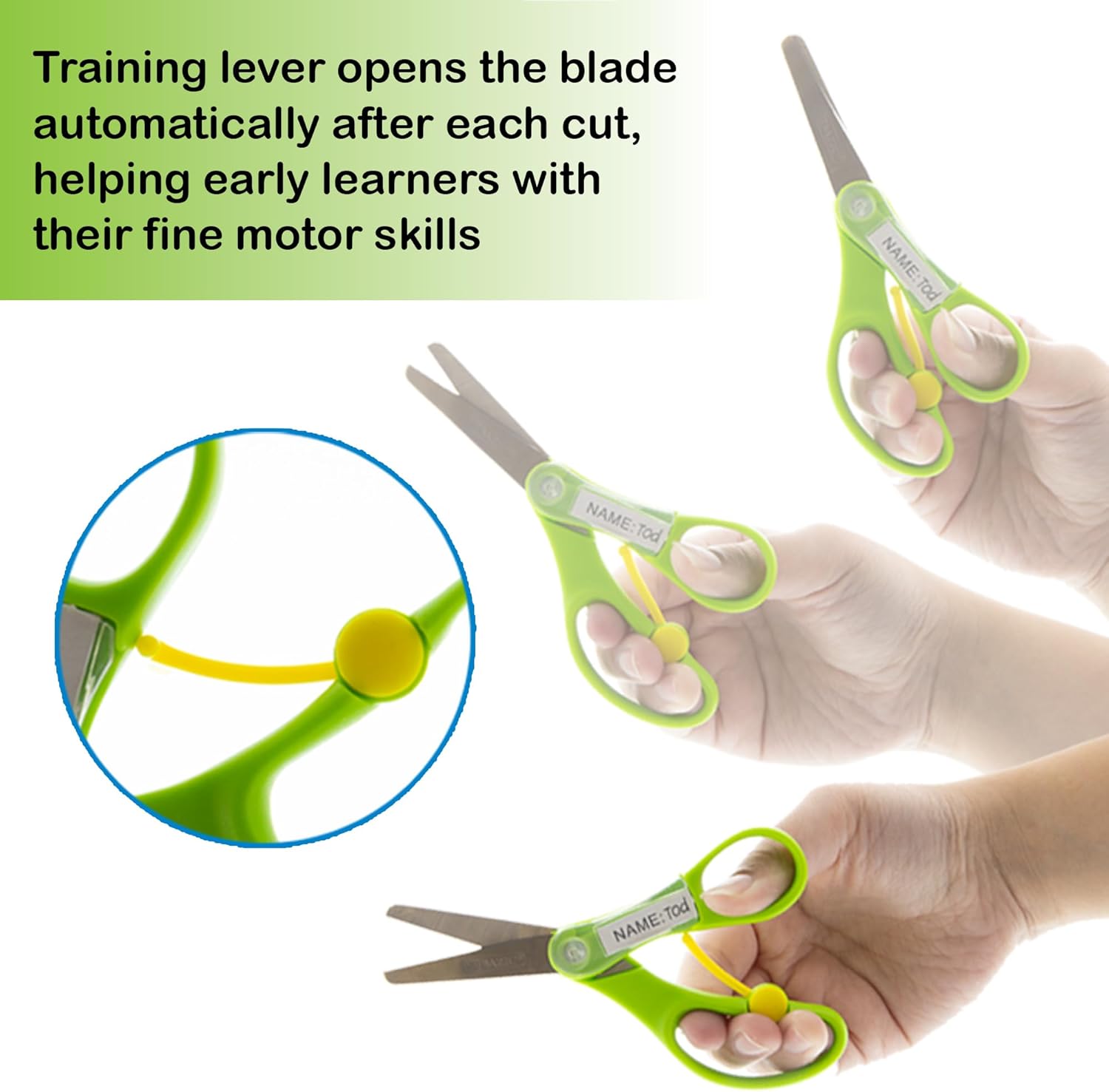 BAZIC Products Training Scissors 5" School Student Safety Scissor w/Name Tag, Safe Blunt Tip Stainless Steel Craft Cutting Tool for Pre-School, 24-Pack