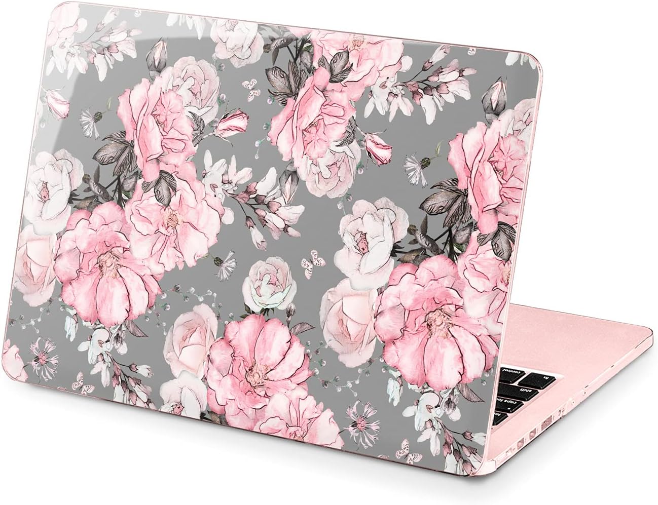 Hard Case Compatible for MacBook Pro 16 14 M3 M2 2023 M1 Pro 13 2022 Air 13 2021 Retina 2020 Mac 11 12 Design Pink Cute Pretty Print Girl Flowers Floral Protective Roses Cover Laptop Grey