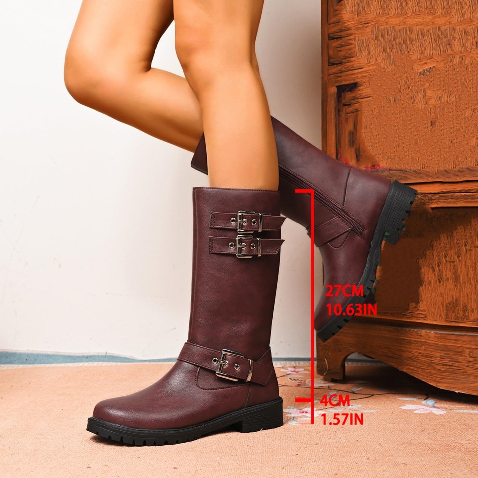 Stivali da equitazione da donna, in pelle, con fibbia
