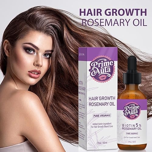 Miniatura 5 de Prime Auta Aceite de romero orgánico para el crecimiento del cabello con biotina 5%, 2 onzas líquidas, cuidado del cabello y la barba