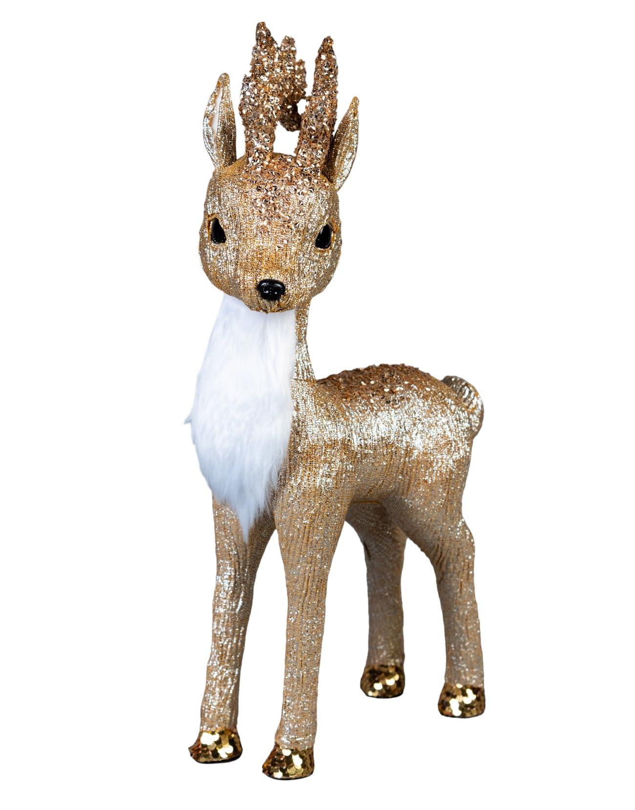 SHATCHI Golden Figures Santa Tree Gnome Christmas Tabletop Centrepiece Showpieces Home Art & Craft Xmas Party Window Décor, Gold, 44cm Reindeer