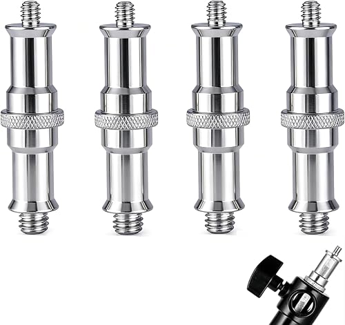 KuuGuu 4 Pieces 1/4 to 3/8 inch Male Convertor Threaded Screw Tripod Adapter for Flash Holder, Studio Light Stand, Ball Head
