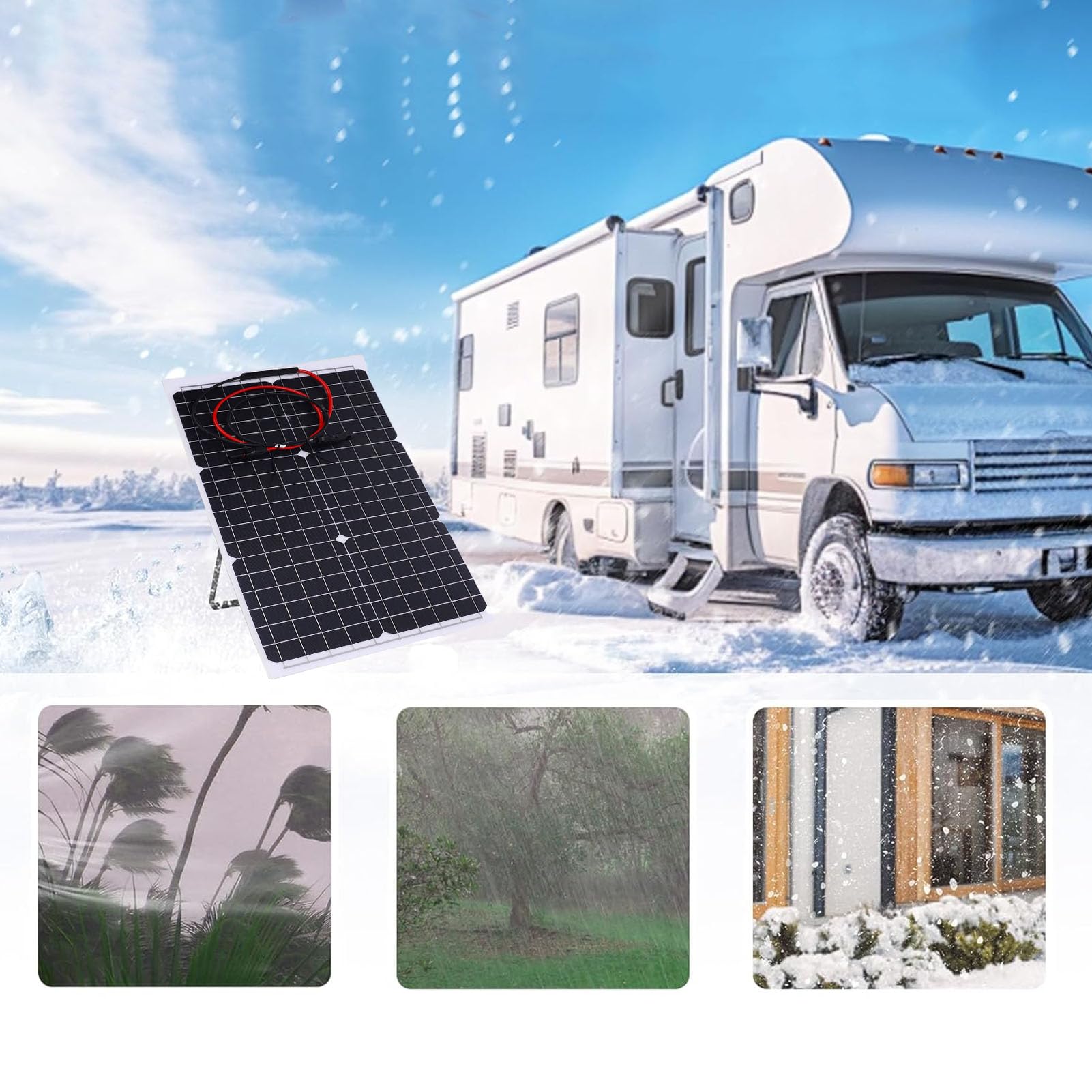 Generic Zestaw Kontrolera Panelu Słonecznego 30W 18V Półelastyczny Panel Słoneczny z Krzemu Monokrystalicznego z Kontrolerem ładowania 12V 24V do Domowego Kempingu 33x66cm