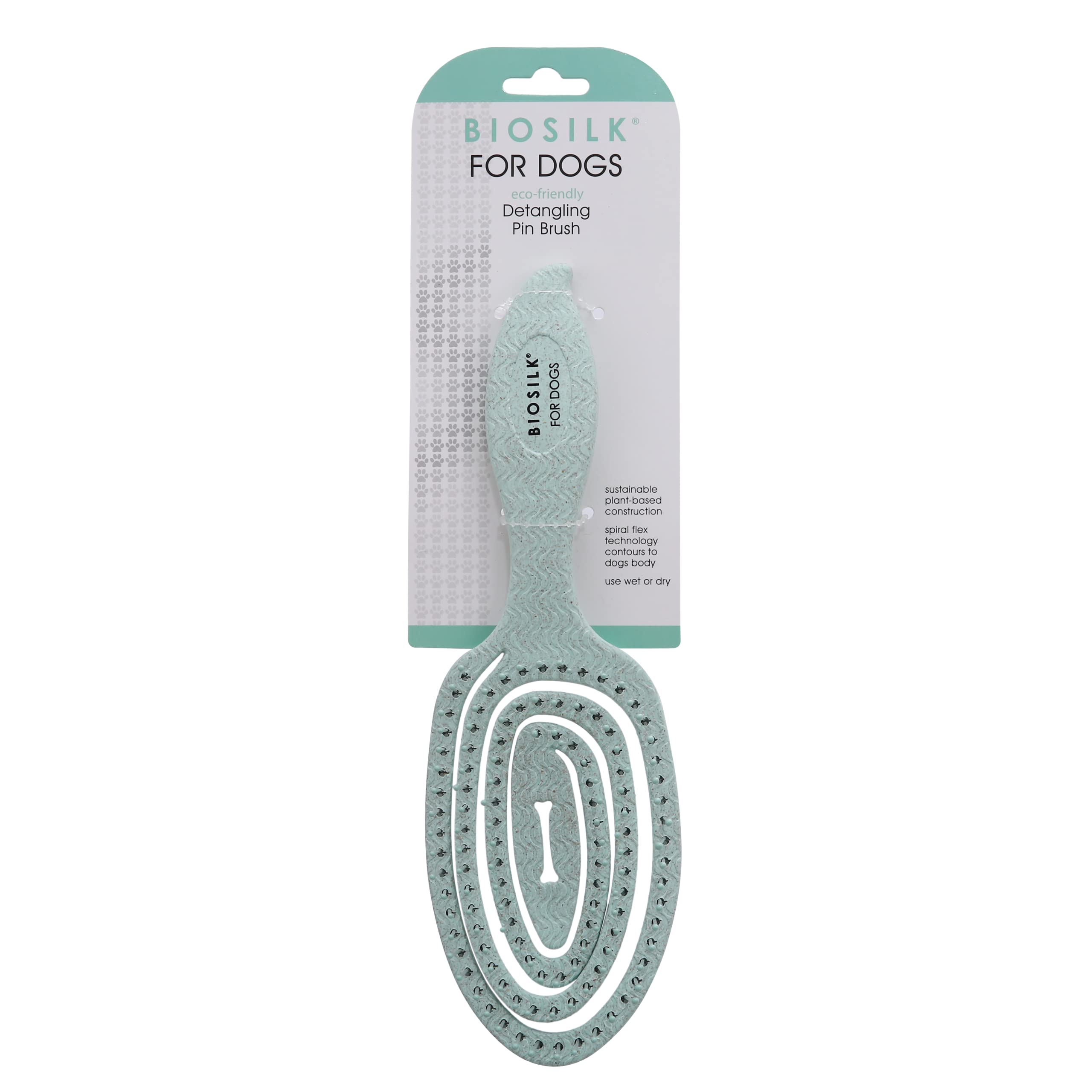 BioSilk for Dogs Umweltfreundliche Entwirrungsbürste für Hunde in Minzgrün, einfach zu halten, ergonomischer Griff, Hundehaarbürste, nasse oder trockene Hundehaarbürste, beste Haustierbürste für