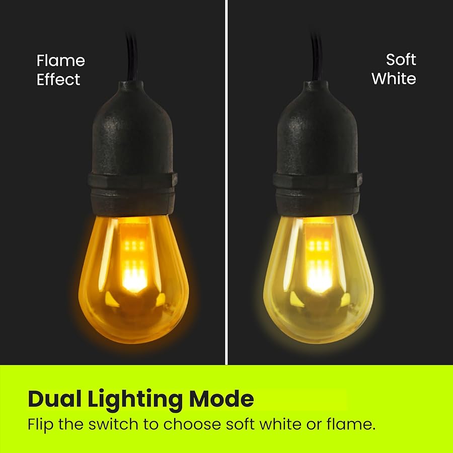 Feit Electric LED String Lights with Flame Bulbs Effect, 12ft Commercial Grade and Shatter Resistant String Lights, 6 Sockets, Linkable, 15,000-Hour Lifetime, SL12-6/FLAME, 7 Bulbs Included - image 5