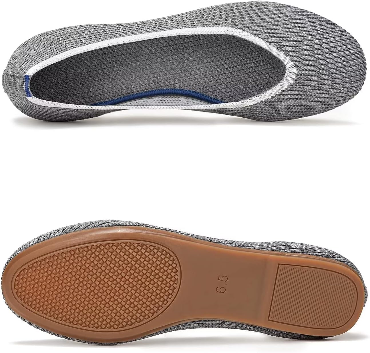 Frank Mully Women's Ballet Flats Round Toe Walking Flats Slip On Work Shoes Knitted Flats Shoes for Woman Soft Lightweight - Image 4