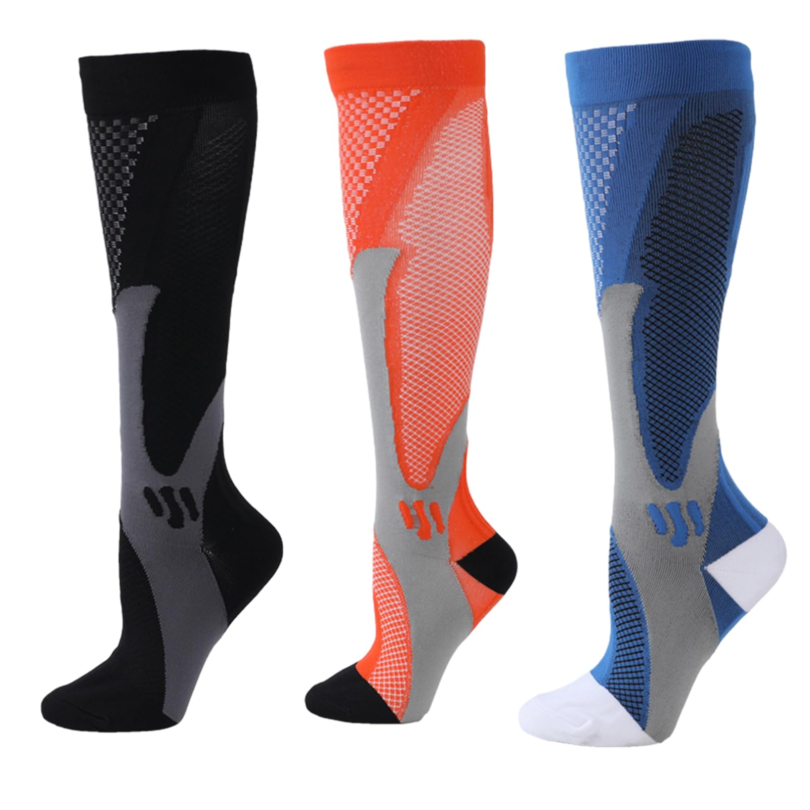 OSLEN Medias de compresión para hombre, calcetines de compresión para hombre y mujer, calcetines de compresión para deportes, vuelo, correr, viajes, ciclismo, fútbol, enfermeras, 15-20 mmHg