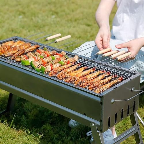 Miniatura 4 de Parrilla de carbón plegable al aire libre Parrilla portátil para jardín, camping, cenas familiares, parrilla de carbón portátil (23.6 x 18.5 x 9.1