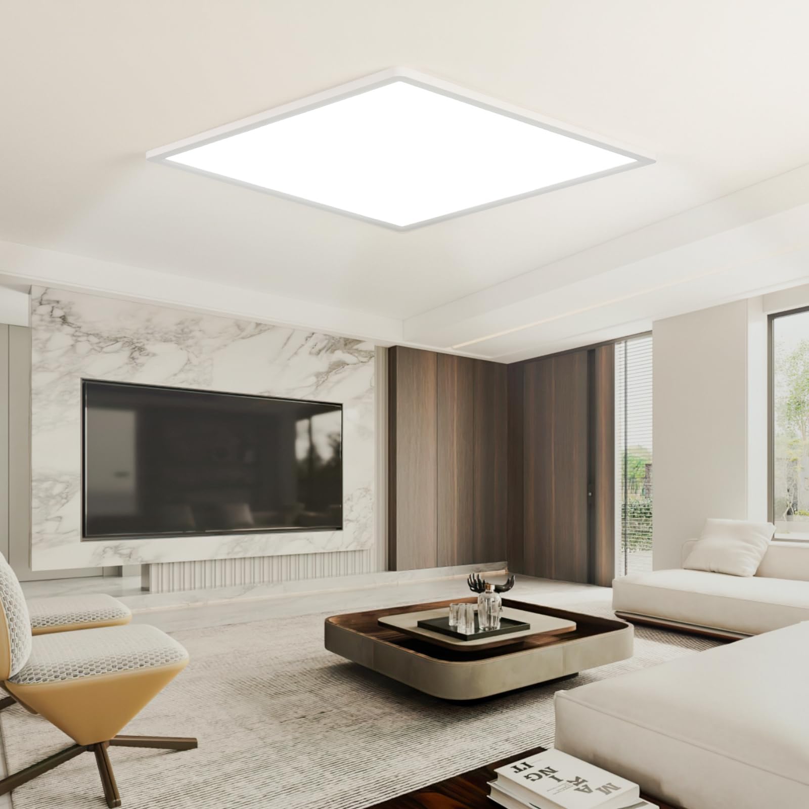 EASY EAGLE Plafoniera led soffitto, 40CM Lampadario led soffitto 4000K, 42W Lampada da Soffitto LED Moderno per Camera da Letto soggiorno Cucina Balcone Bagno Ufficio, Quadrata