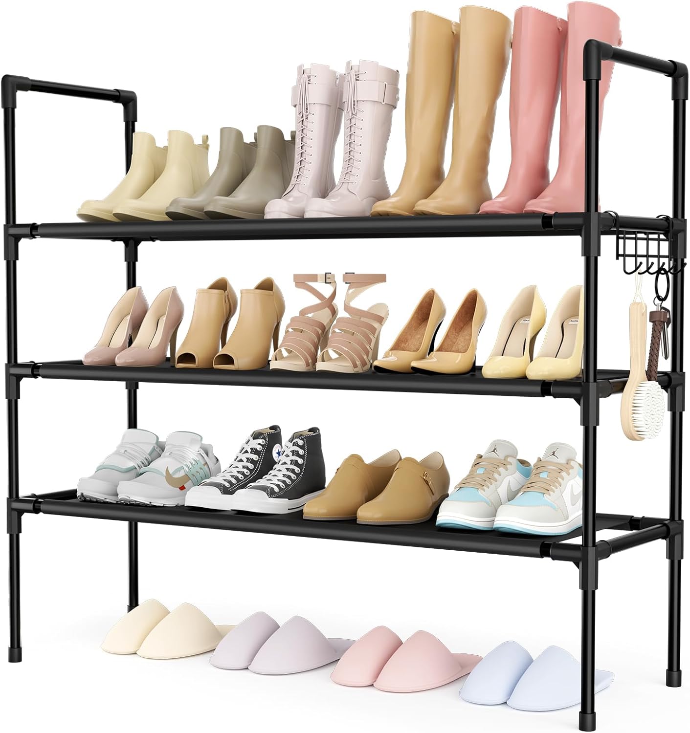Amazon.com: VTRIN Shoe Rack 3 Tier Long Shoe Organizer for 16-20 Pairs ...