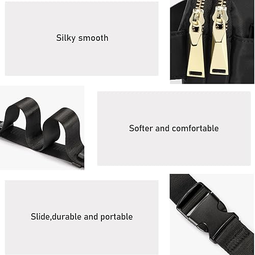 Miniatura 5 de ZORFIN Riñoneras para mujeres y hombres, bolsa para cinturón con 4 bolsillos con cremallera, riñoneras modernas, bolsas cruzadas ligeras con correa