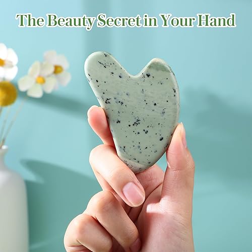 Vista 15 de rosenice Gua Sha Herramientas Faciales Natural Gua Sha Jade Piedra para el Cuidado de la Piel Facial Cuerpo para SPA
