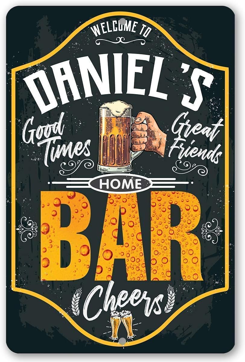 Personalized Bar Decor - Great Drinking Bar Decor, Man Cave and Saloon Wall Hanging Display, Custom Farmhouse Alcohol Decoration and Beer Lovers Gift, 8x12 or 12x18 Indoor or Outdoor Style Metal Sign