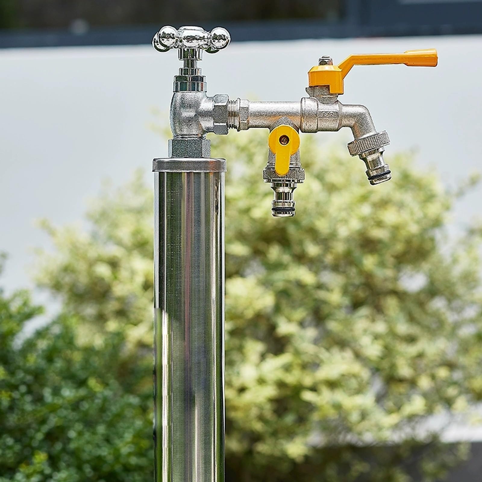 Grifo para exteriores – Columna de agua de jardín anticongelante a prueba de congelación de 47 pulgadas resistente al invierno para clima frío, diseño duradero resistente a la intemperie