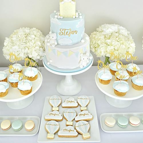 Miniatura 5 de 24 piezas de una corona con purpurina para el primer cumpleaños, para baby shower, temática de baby shower, niños, niñas, cumpleaños, aniversario,