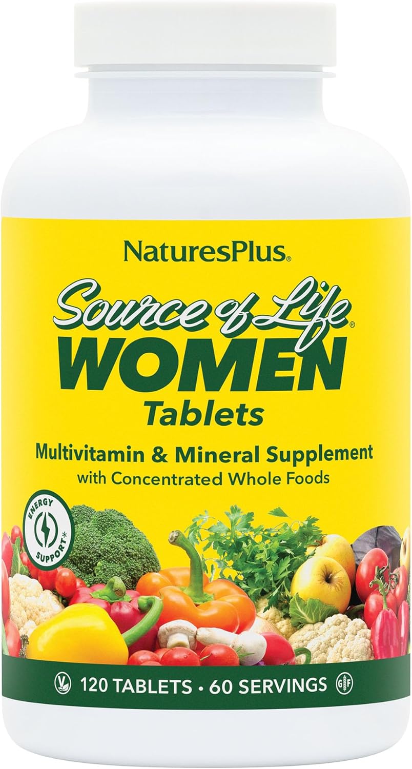 NaturesPlus Source of Life Women - 60 Tablets - Multivitamin & Mineral Supplement - with Iron, Calcium, Folate & Lutein - Gluten Free, Vegetarian - 30 Servings