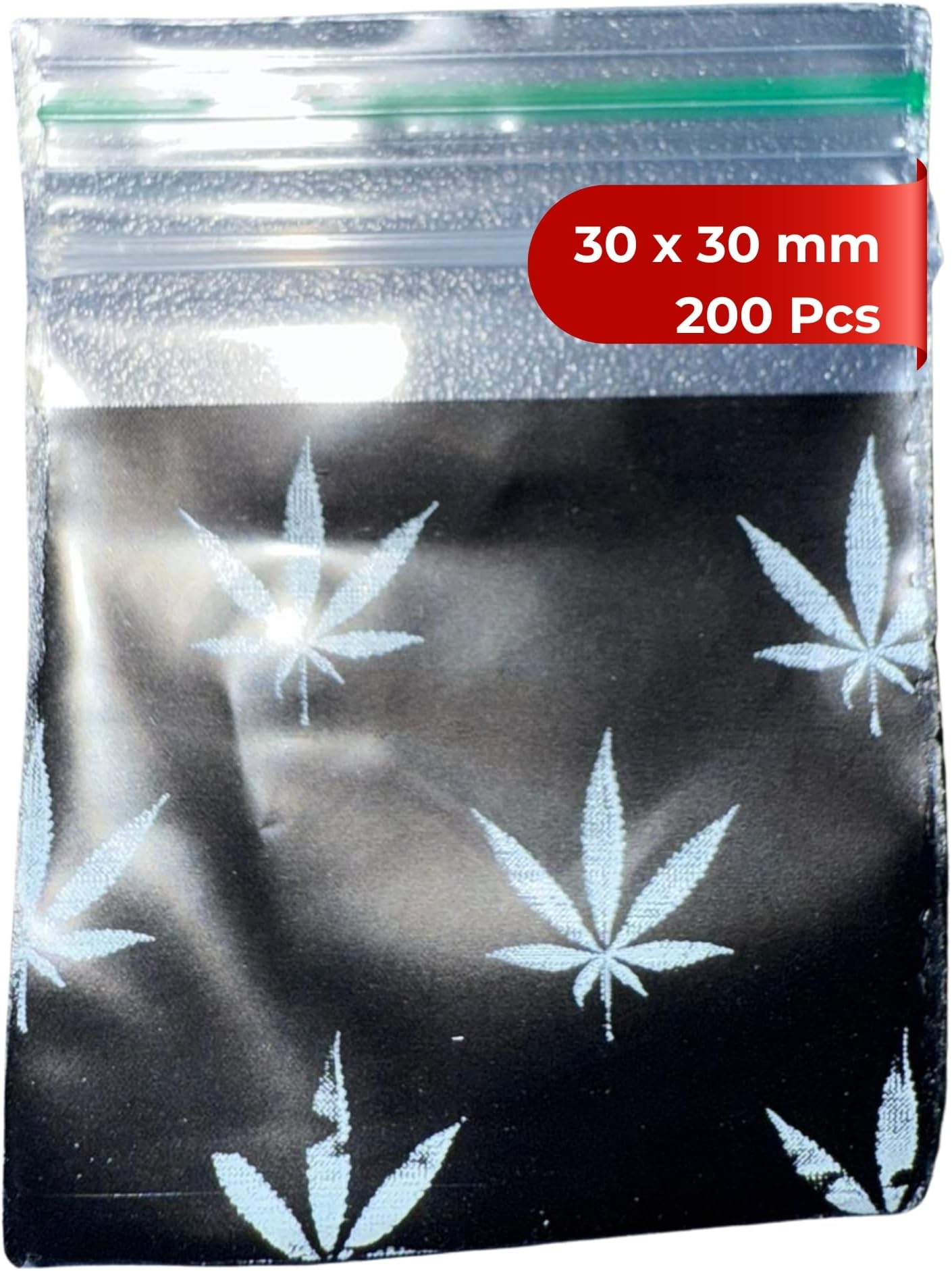 Grip Seal Bags Zip Lock Bags Resealable Plastic Baggies 30x30 mm 200 Pcs Black Leaf