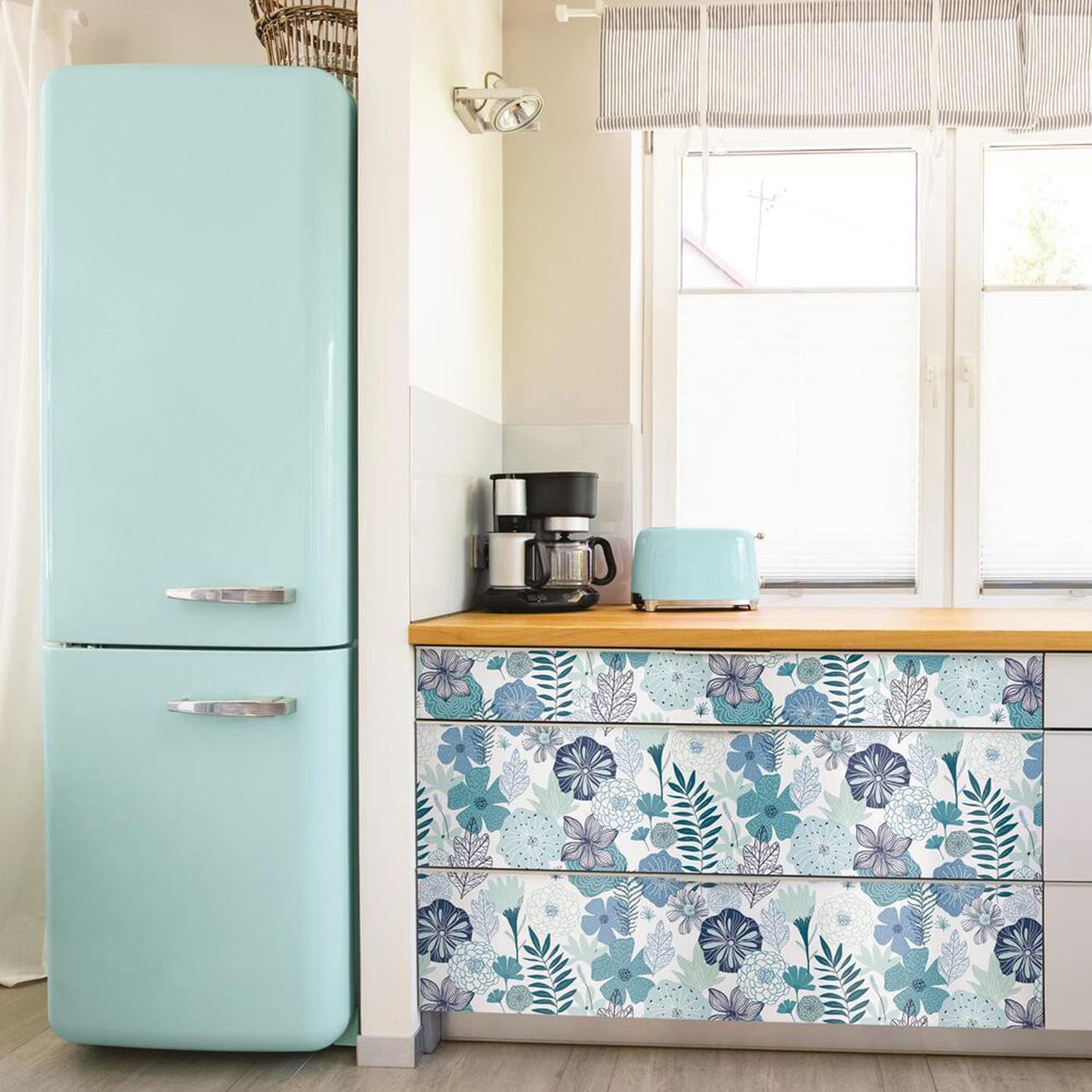 RoomMates RMK11325WP Blue Perennial Flowers Wallpaper Peel and Stick, 12.7 x 40.6 cm - Image 4
