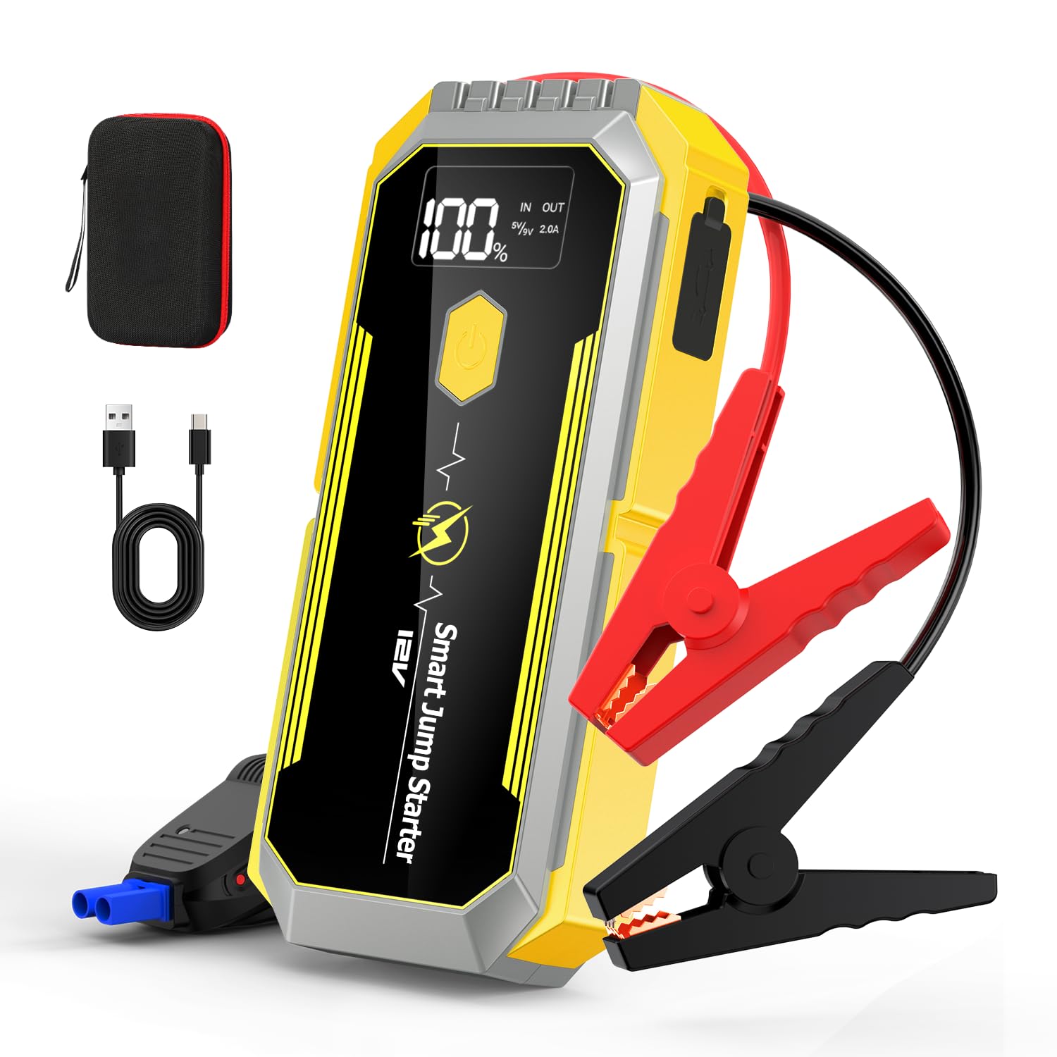 Booster Batterie Voiture 3000A 26640mWh – Démarreur Portable Avec écran, Lumière LED Et Chargeur USB - 7
