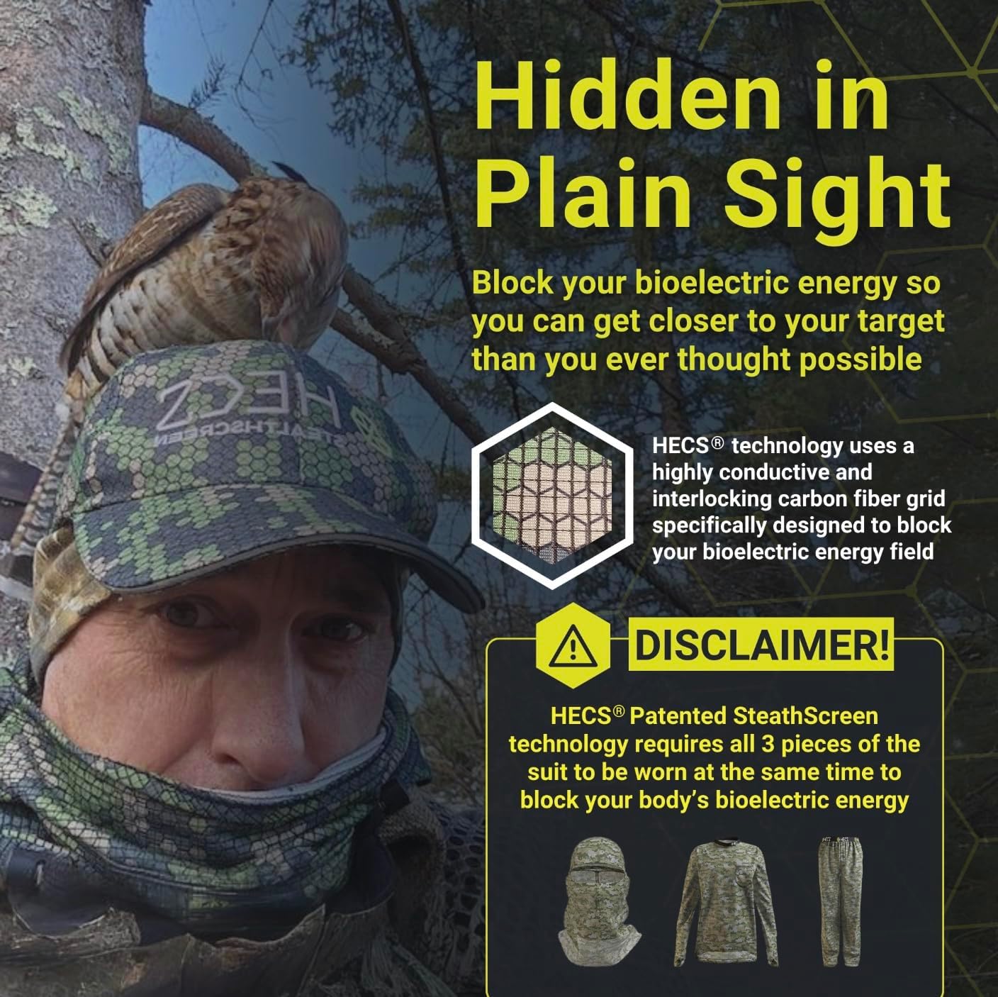 HECS SteathScreen Hat | Turkey Hunting Hat with Patented Bioelectric Shielding | Turkey Hunting Accessories for Men