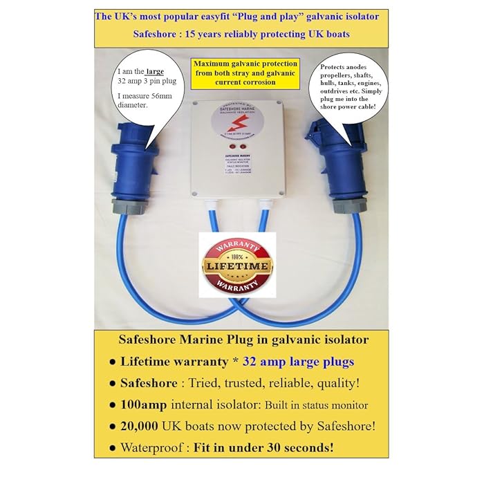 Buy Safeshore marine Inline easyfit galvanic isolator. 32 amp (large