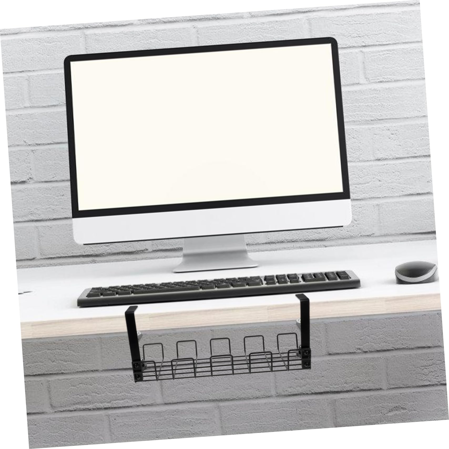Organizador de Cables Debajo del Escritorio, Acero al Carbono, Negro