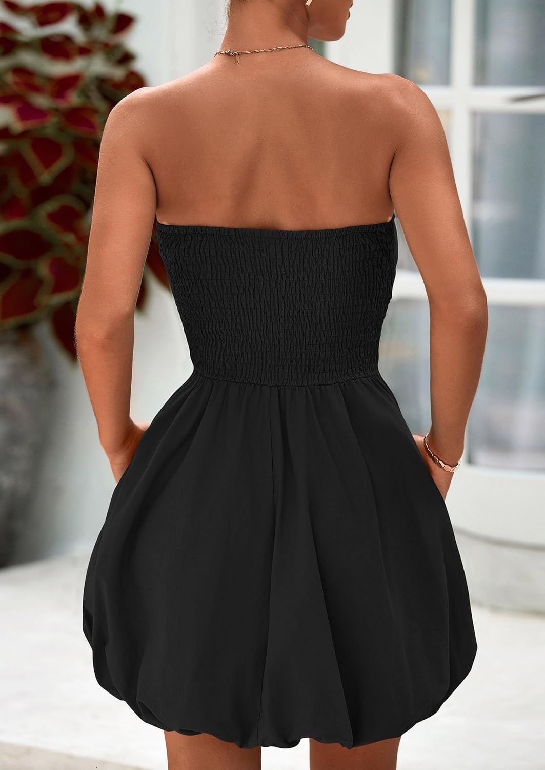 PRETTYGARDEN Women's Bubble Mini Dress Summer 2026 Strapless Tube Top Short A Line Trendy Casual Spring Smocked Sundresses - Image 2