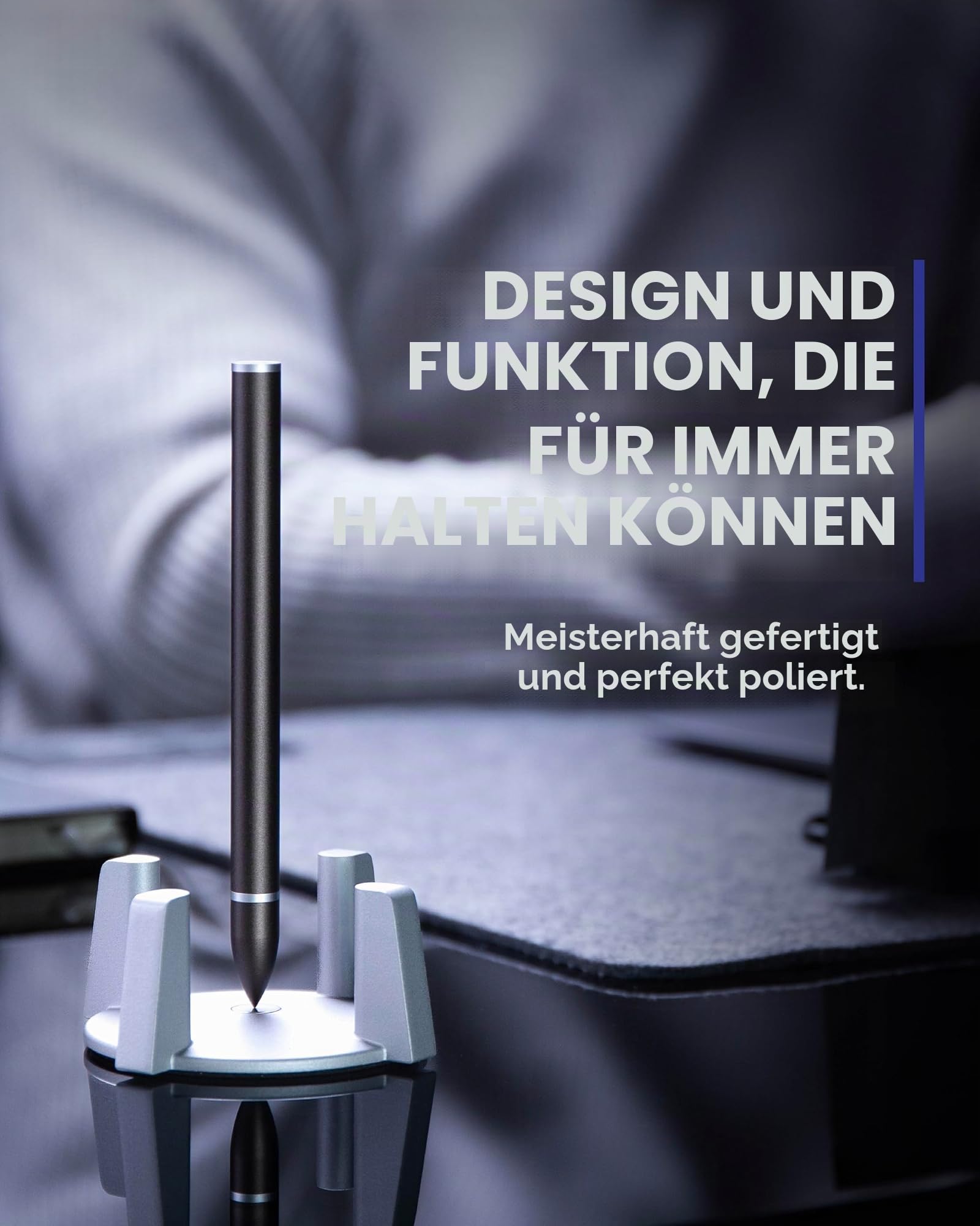 novium Hoverpen Classic - Vertikaler Anti-Schwerkraft-Stift, Dark Grey | Kugelschreiber mit Magnetschwebetechnik, Schmidt-Nachfüllminen, futuristisches Design, Schreibtisch-Setup, Geschenkidee