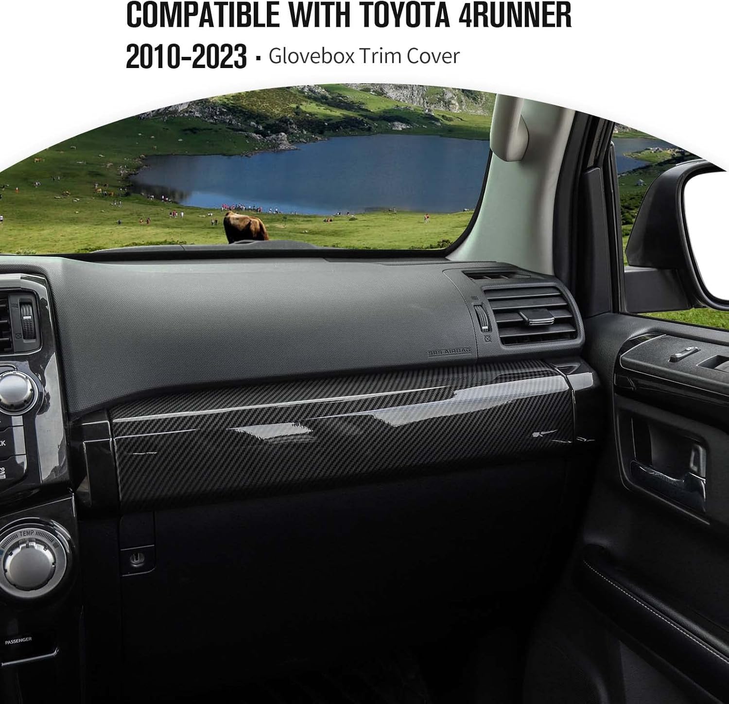 JeCar Co-Pilot Passenger Decoration Trim ABS Interior Accessories for Toyota 4runner SUV 2010-2022, Carbon Fiber Texture