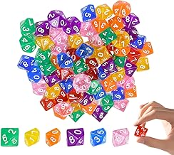 70 Pcs Polyhedral Dice 10 Sides Dice with Numbers 0-9 Colorful Dice to Play Clear Acrylic Games Dice for Card Game Entertainment Activities Family Reunions, 7 Colors