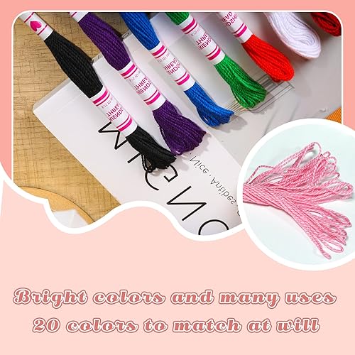 Miniatura 5 de 20 hilos de punto de cruz, hilo de punto de cruz, hilo de punto de cruz, pulseras de amistad de 10 colores para manualidades, costura de cruz,