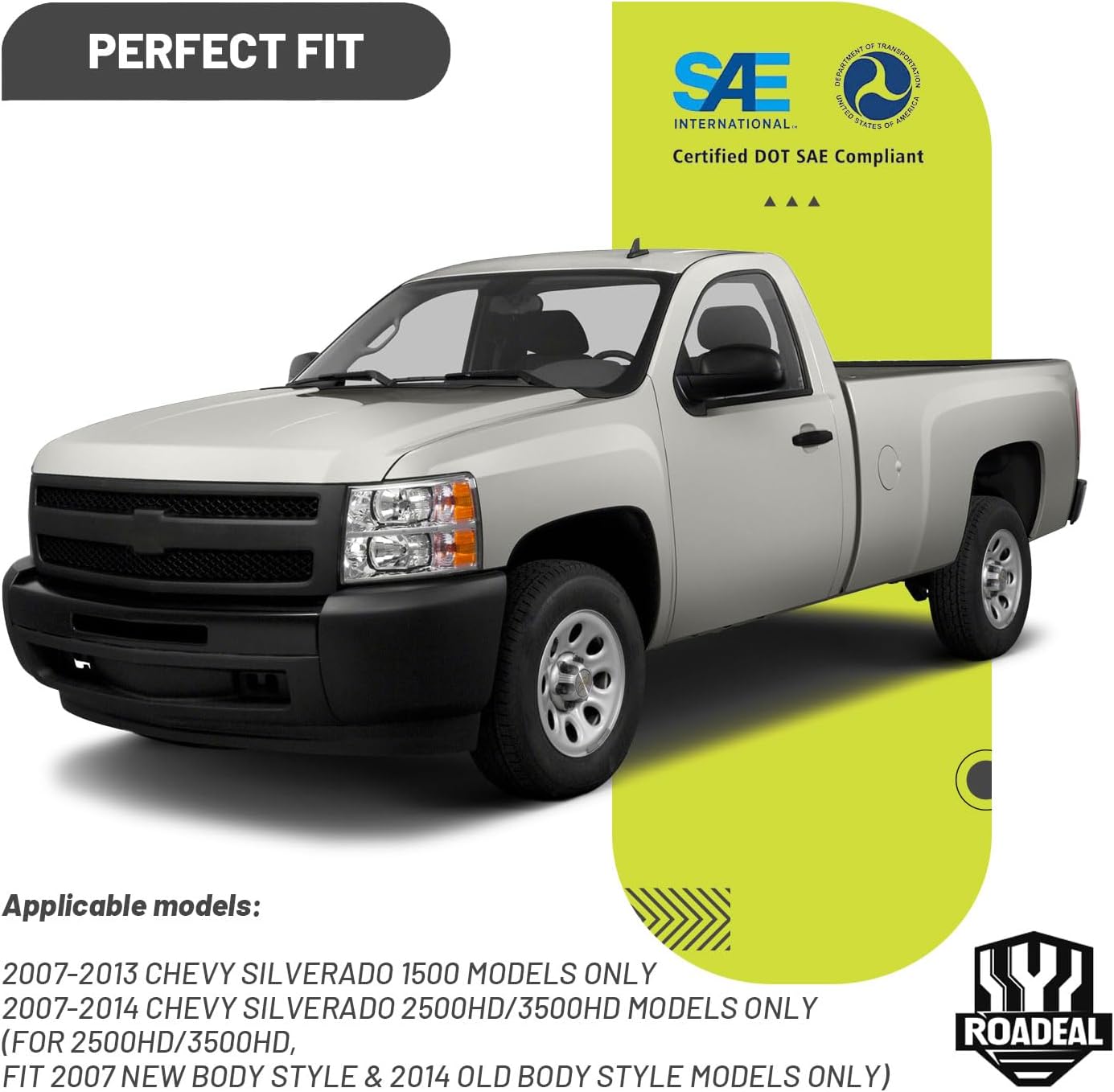 Headlights W/Bulbs for 2007-2013 Chevy Silverado 1500, for 2007-2014 Silverado 2500HD 3500HD Halogen Headlamp Replacement Driver & Passenger Side