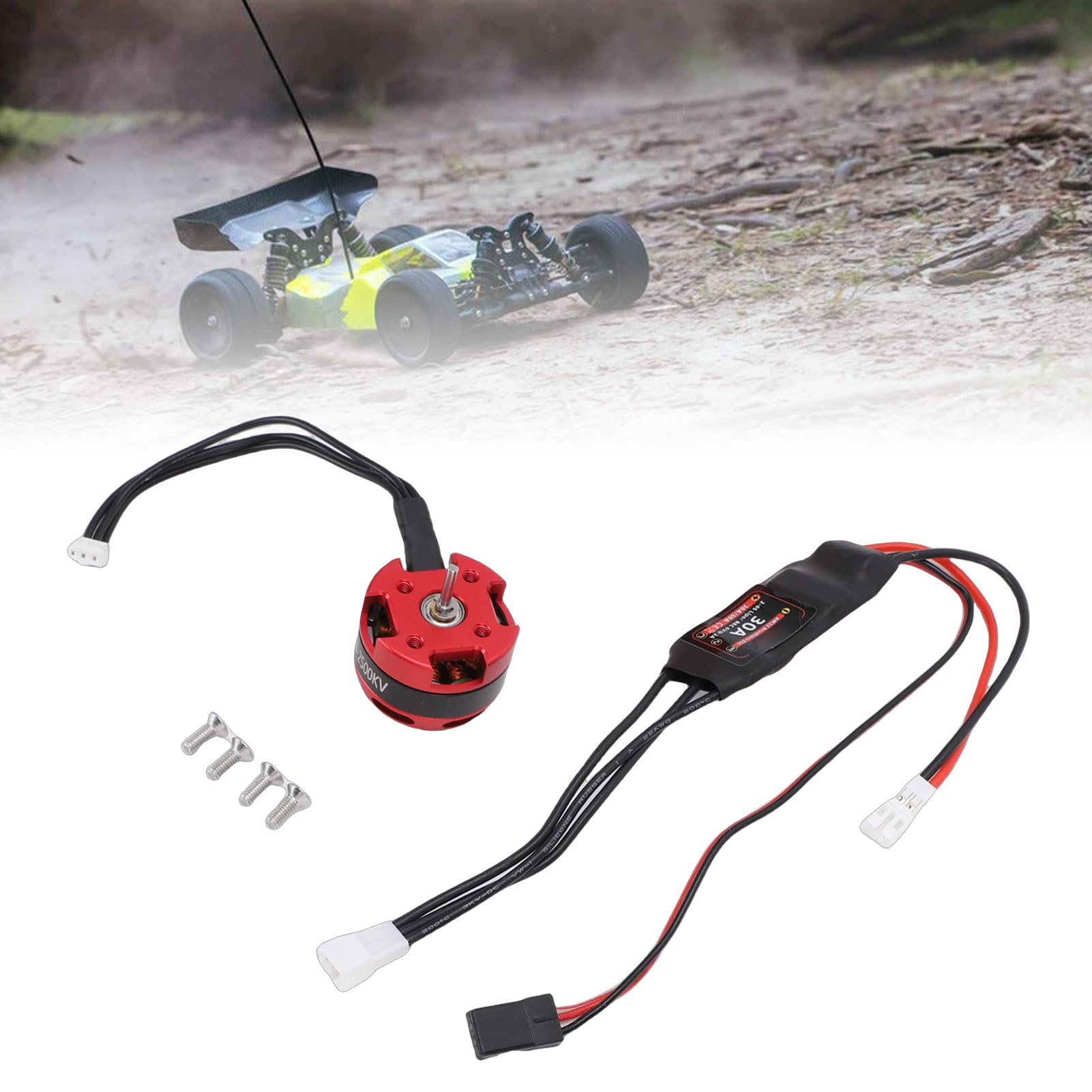 Bnineteenteam RC-Brushless-Motor-ESC-Combo, Konstruktion aus Aluminiumlegierung, 2500-kV-Motor mit Drehmoment und 30-A-Regler, Ideal für Ferngesteuerte Autos und LKWs Im Maßstab 1:10