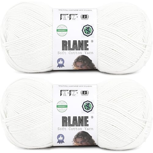 100% Cotton Yarn for Crocheting & Knitting, Sport Weight #2 White Yarn