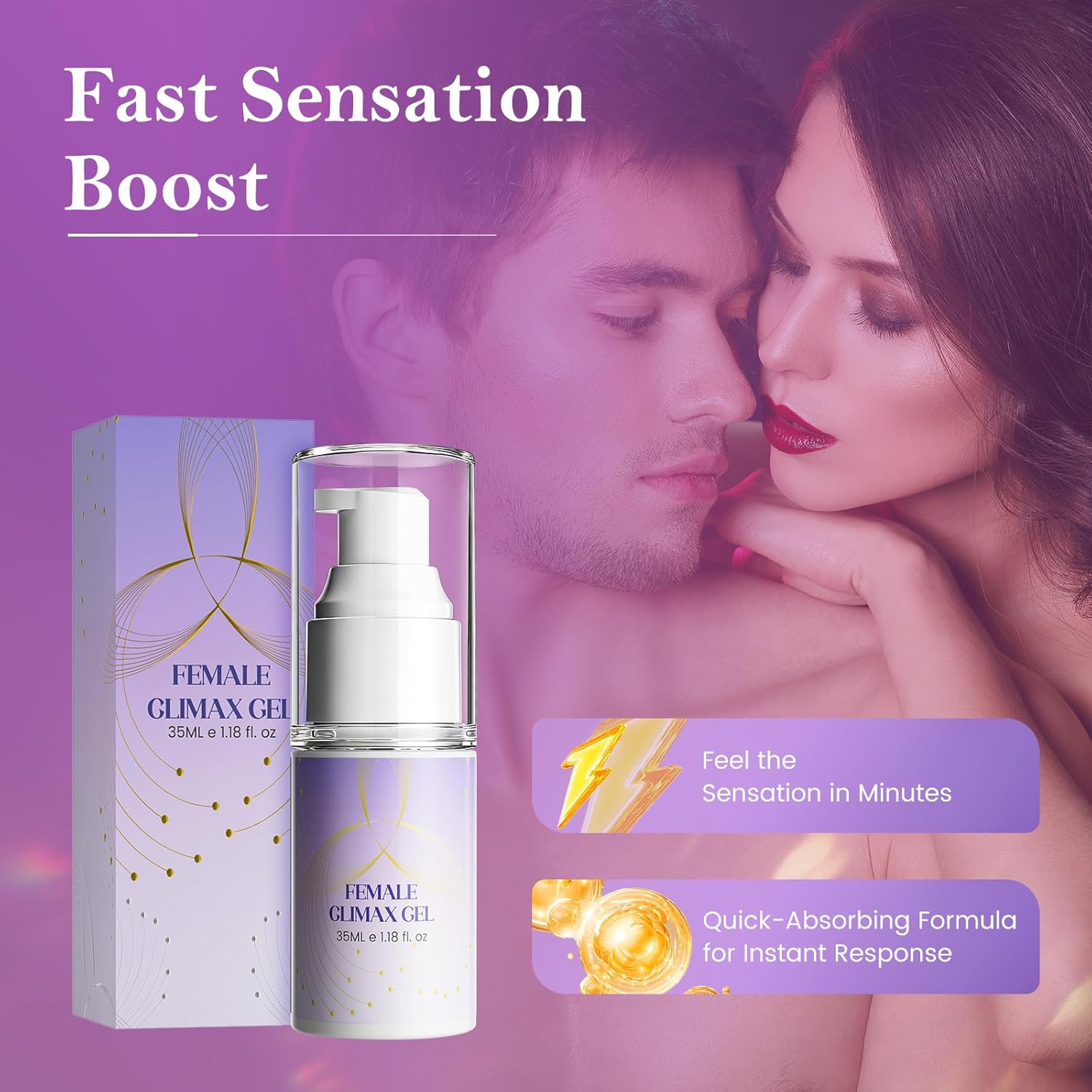 Fast Orgasm Gel for Women – Intense Arousal & Enhanced Sensation, Quick-Acting Pleasure Gel, Couples Intimacy Booster 35 ml